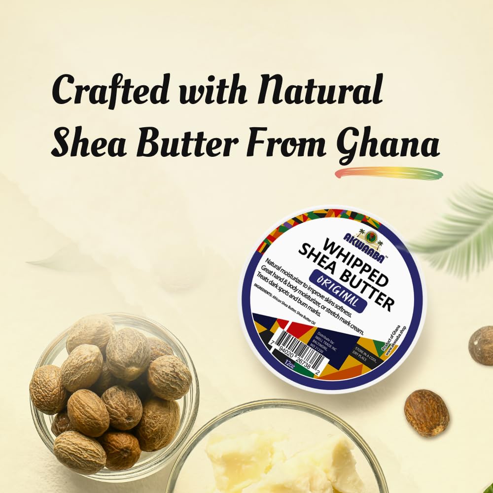 AKWAABA Whipped Shea Butter (Baby Powder) - Nourishes & Moisturizes | Made with Shea Butter | No Dyes & Parabens | 12 oz / 340 g Beauty & Personal Care AKWAABA
