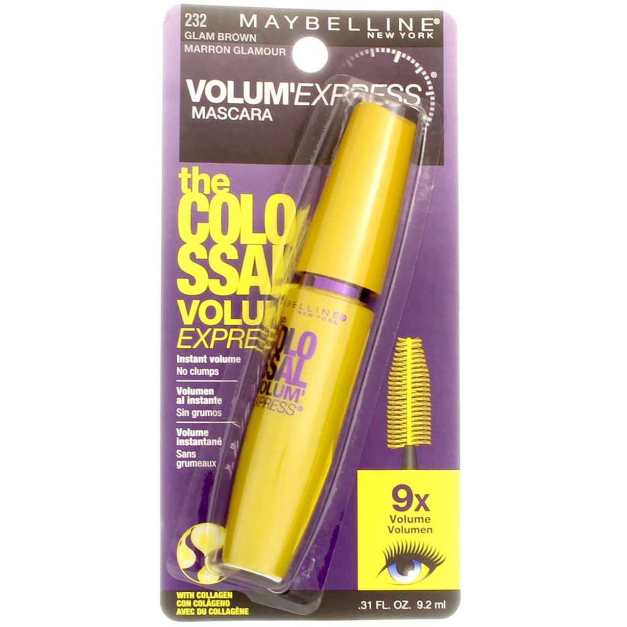 Maybelline Volum Express The Colossal Mascara, No. 232 Glam Brown, 0.31 Ounce Beauty & Personal Care MAYBELLINE