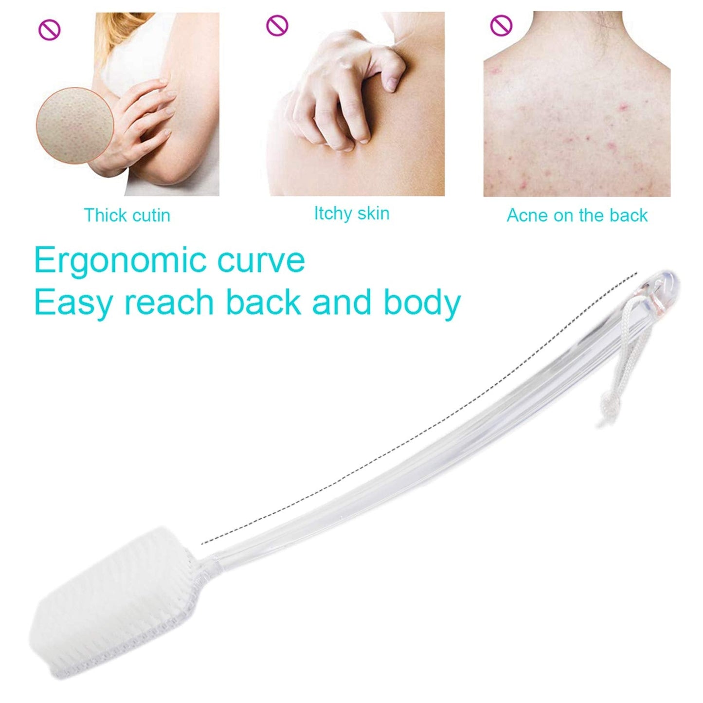 Mczxon Bath Body Back Shower Brush with Curved Long Handle for Exfoliating Skin Improve Blood Circulation, Clear Back Scrubber Bath Wet or Dry Beauty & Personal Care Mczxon