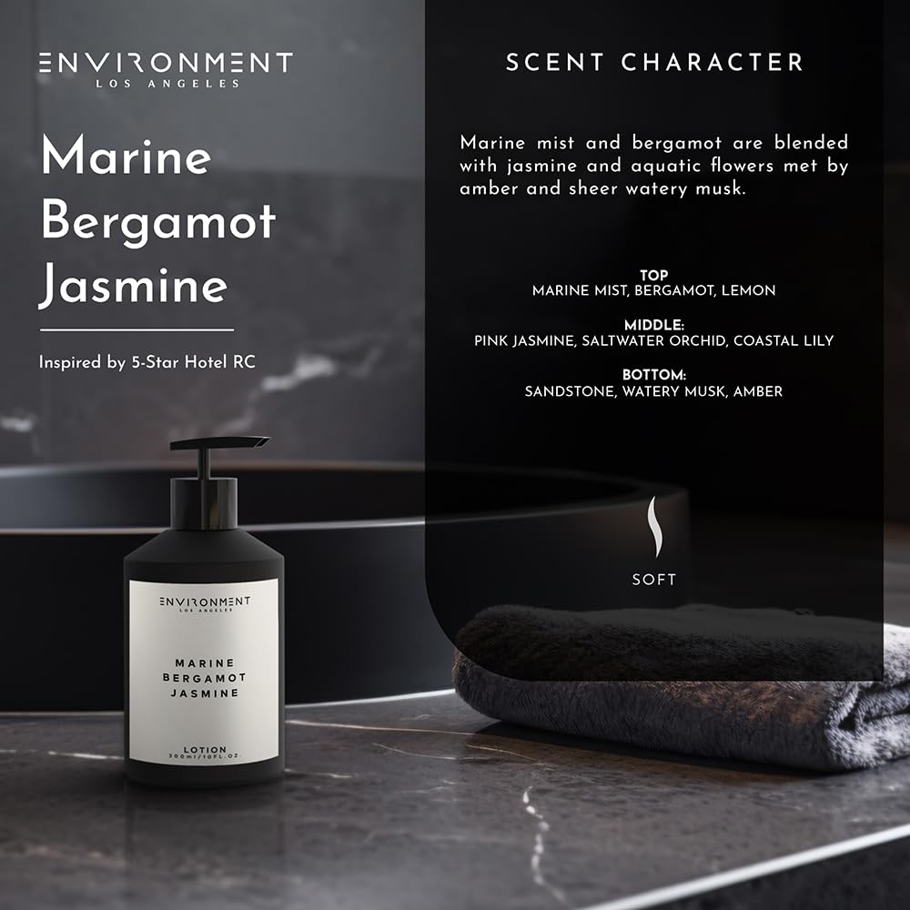 ENVIRONMENT Inspired by 5-Star Resort RC Lotion, 300ml Luxury Scented Lotion (Marine | Bergamot | Jasmine) Bathroom Luxury, Men & Women High-End Body Beauty & Personal Care ENVIRONMENT