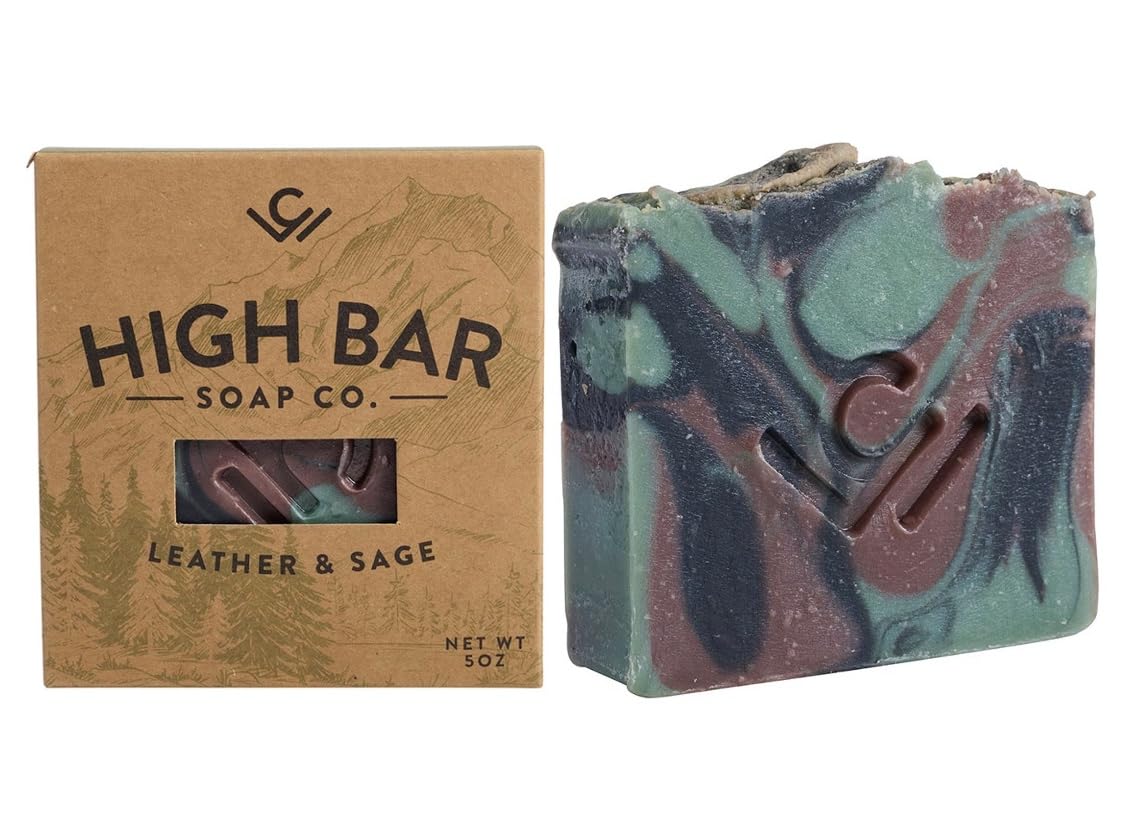 COLE WHEELER High Bar Soap for Men - Luxury Natural Exfoliating & Moisturizing, Vegan, Animal Fat Free, Unisex Body Soap, 5-Ounces, Leather & Sage Beauty & Personal Care COLE WHEELER