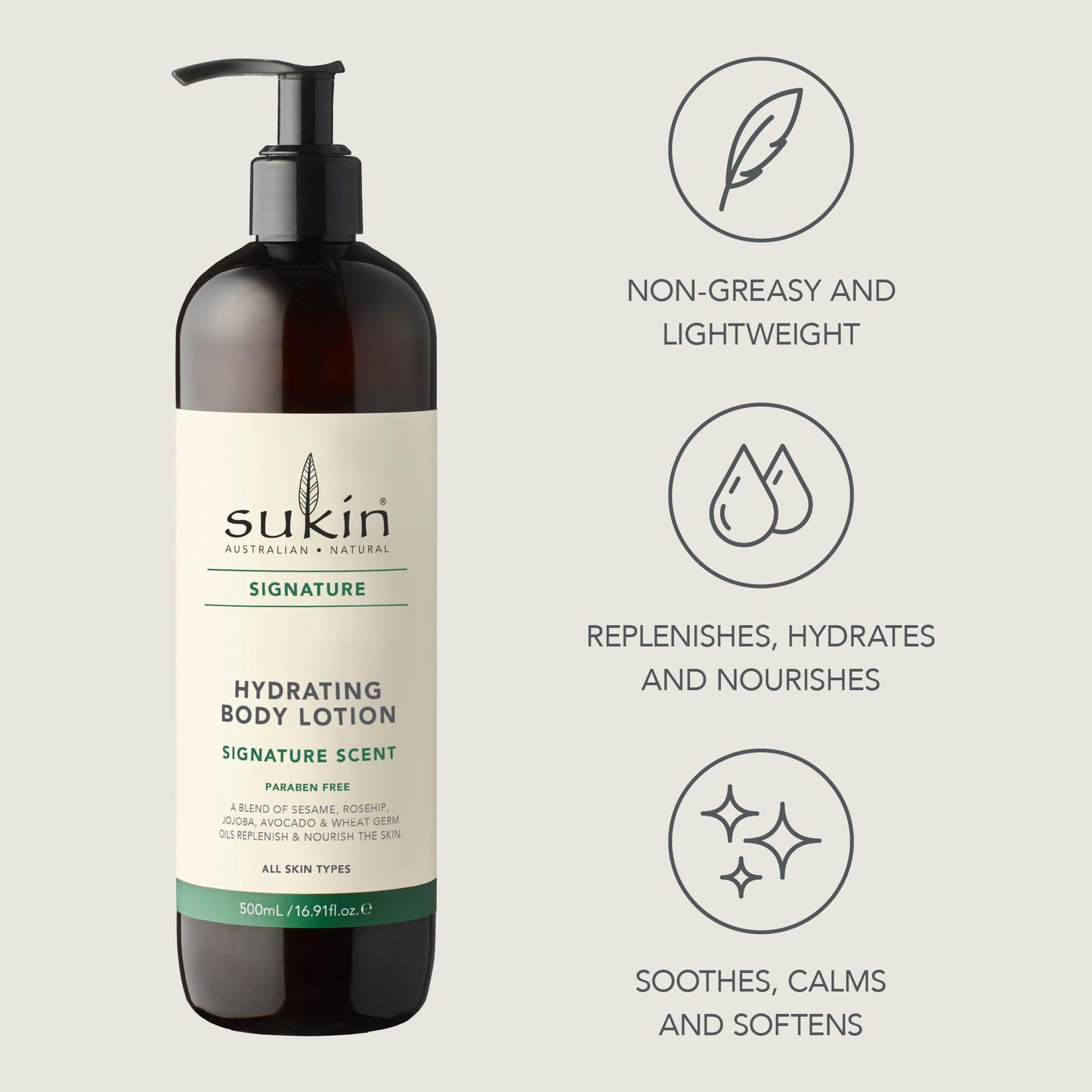 Sukin Signature Body Lotion - Hydrating Moisturizer for Dry Skin with Aloe Vera, Shea Butter, and Rosehip Oil, 16.9 Fl Oz Beauty & Personal Care Sukin