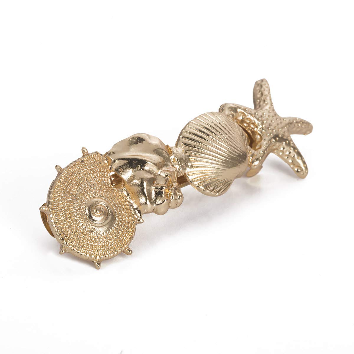DoubleNine Seashell Starfish Hair Barrettes Clips Hair Accessories Vintage Ocean Boho Beach Wedding Headwear for Women Girls (gold) Beauty & Personal Care Doubnine
