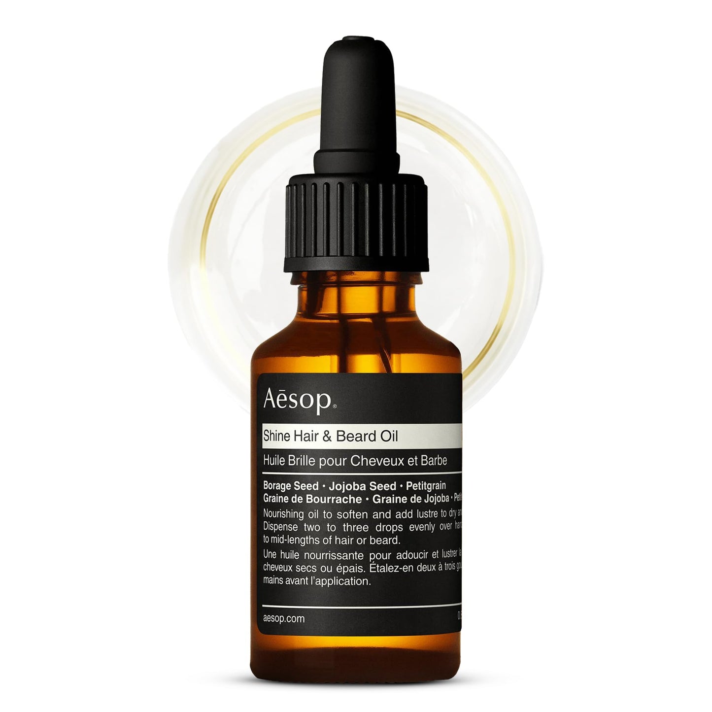 Aesop Shine Hair and Beard Oil - Moisture-Rich, Silicone-Free Oil for Full Beards and Hair - Softens Coarse Texture - No Greasy Buildup - Earthy Beauty and Personal Care Aesop
