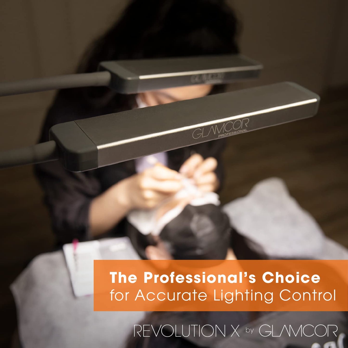GLAMCOR Revolution X Portable LED Lighting Kit for Makeup Artist, Esthetician and Tattoo Artist | HD 5600K Lighting | Dual-Length arms for Precise Beauty & Personal Care GLAMCOR