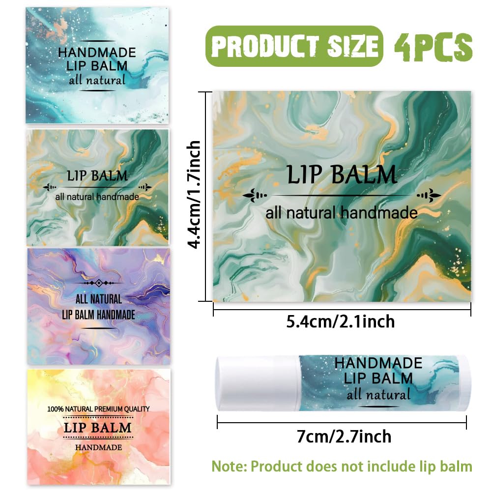 OLYCRAFT 100Pcs Self-Adhesive Lip Balm Tag Stickers 2.1x1.7 inch Waterproof Adhesive Label with Marble Texture Rectangle Lipstick Tag Sticker for Lip Beauty and Personal Care OLYCRAFT
