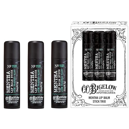 C.O. Bigelow Mentha Lip Balm Sticks, Pack of 3 Bulk Lip Balm Sticks with Shea Butter & Peppermint Oil, 0.15 oz Beauty & Personal Care C. O. Bigelow