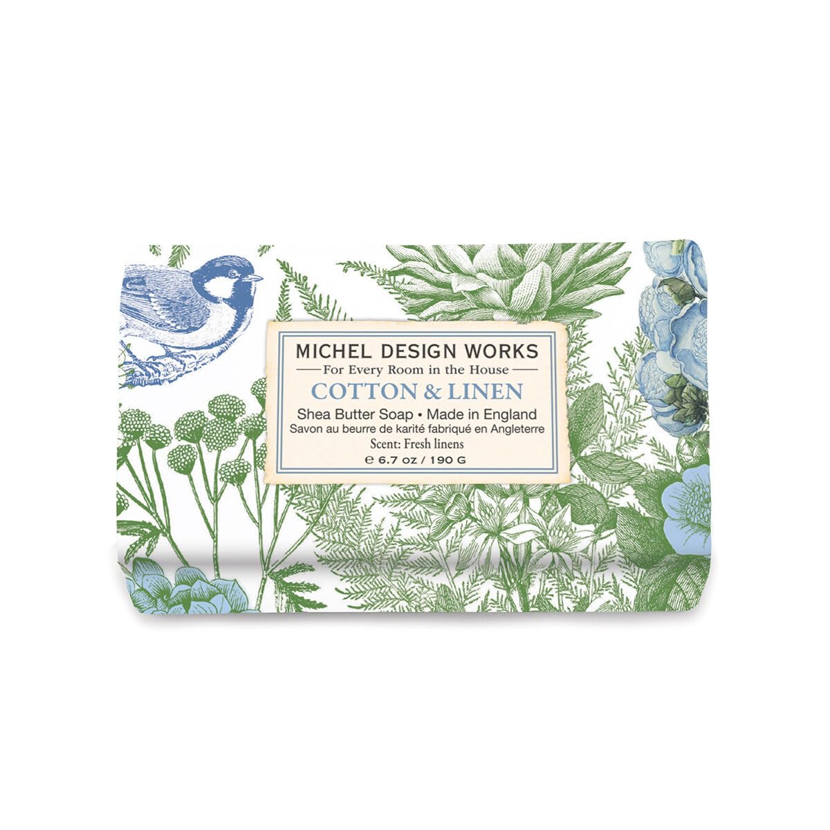 Michel Design Works Soap Bar, Cotton & Linen Medium, Beautiful Design, Triple-milled Beauty & Personal Care Michel Design Works