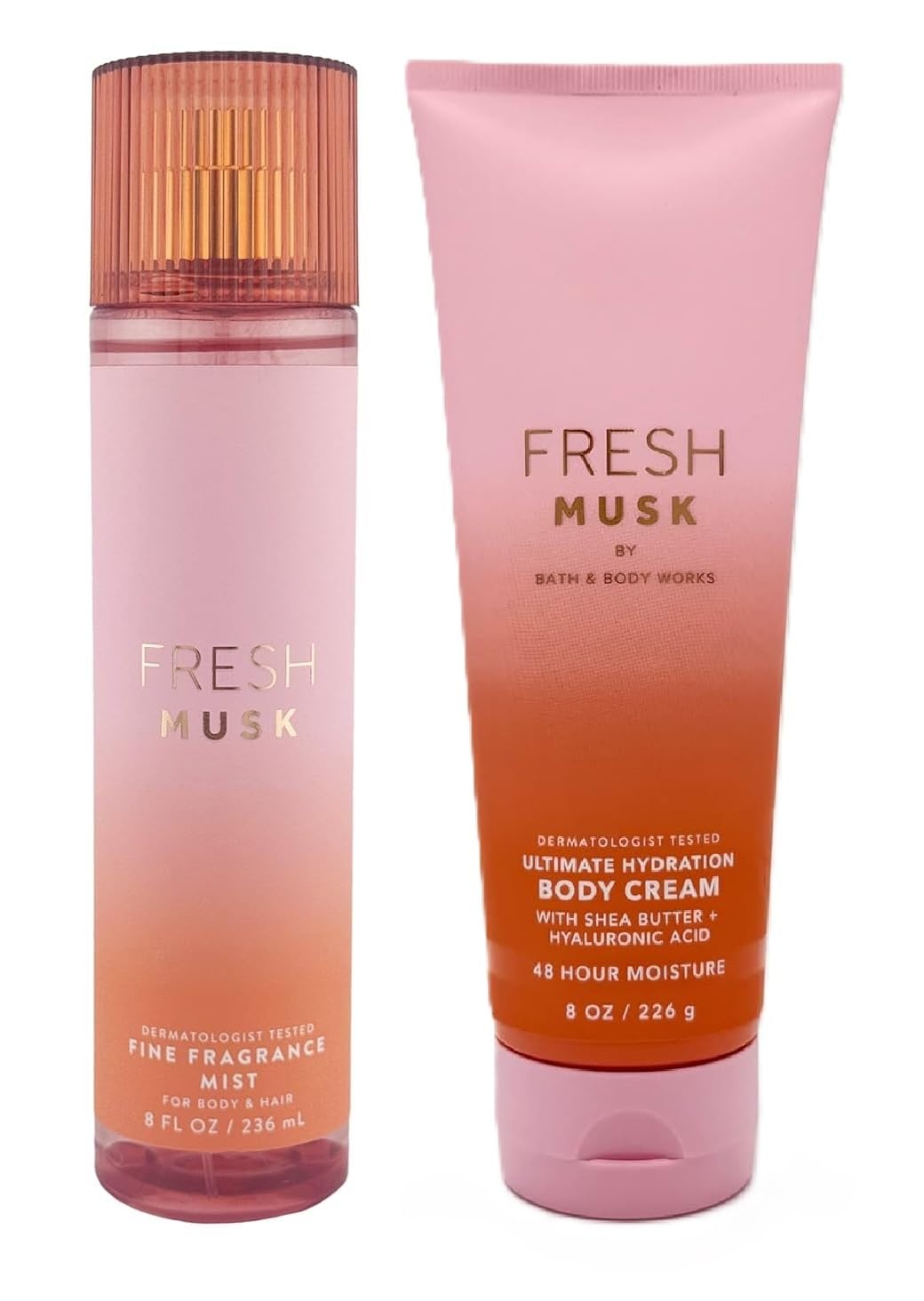 Bath and Body Works Fresh Musk Mist and Body Cream Set - Full Size Beauty and Personal Care Bath & Body Works