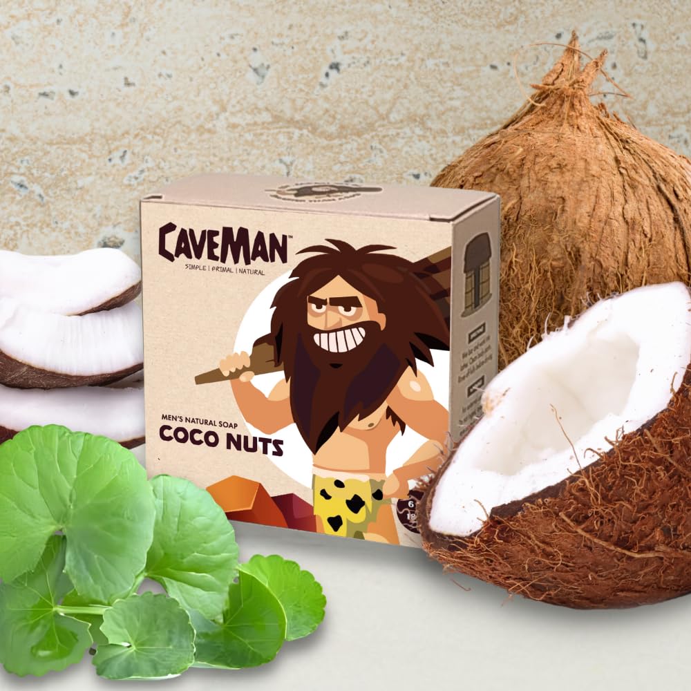 SMARTER THAN A ROCK Caveman Men's Natural Soaps - Moisturizing, Exfoliating, & Refreshing Bar Soaps with Natural Extracts and Essences (Coconut) Beauty & Personal Care SMARTER THAN A ROCK