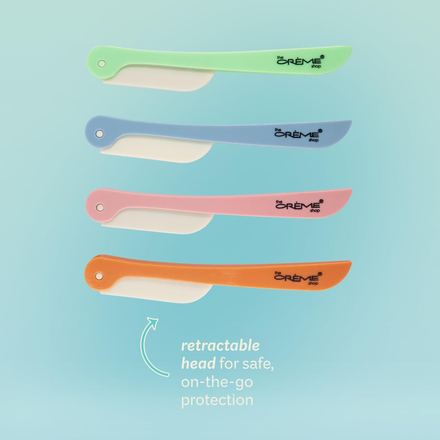 The Crème Shop Retractable Multi-Purpose Razors for Women - 4pc Face & Brow Razors, Dermaplaning Tool - Travel Size Toiletries Essential (Pastel) Beauty and Personal Care The Crème Shop