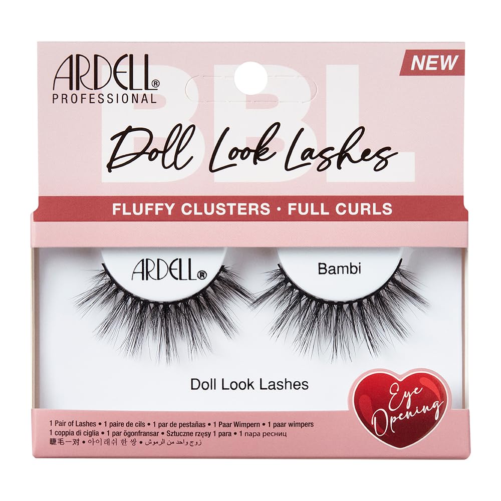 Ardell Bambi Doll Look False Eyelashes - Lightweight, Dramatic Volume & Length Wispy Strip Lashes for Big Eye Effect, 1 Pair