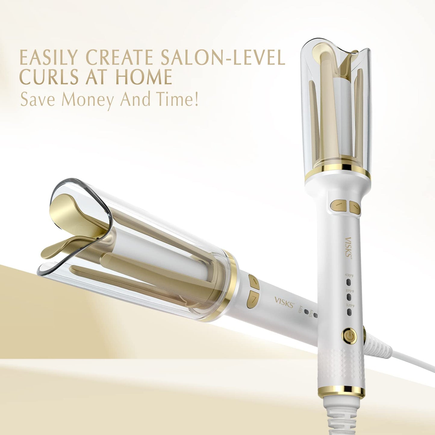 VISKS Professional Anti-Tangle Rotating Curling Iron, 1" Barrel with Large Slot & 3 Temperature Settings, Dual Voltage with Auto Shut-Off Beauty & Personal Care VISKS
