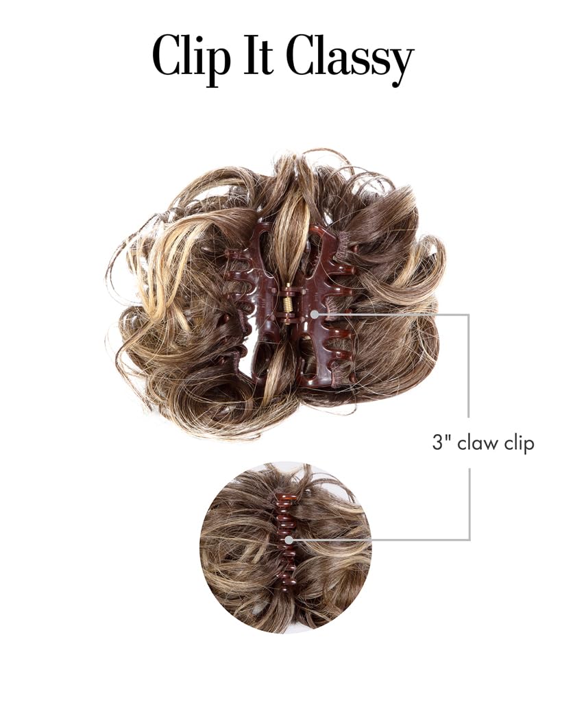 Kim Kimble Clip It Classy Curly Updo Hairpiece With 3" Claw Clip by Hairuwear, MC30/29SS Cinnamon Spice