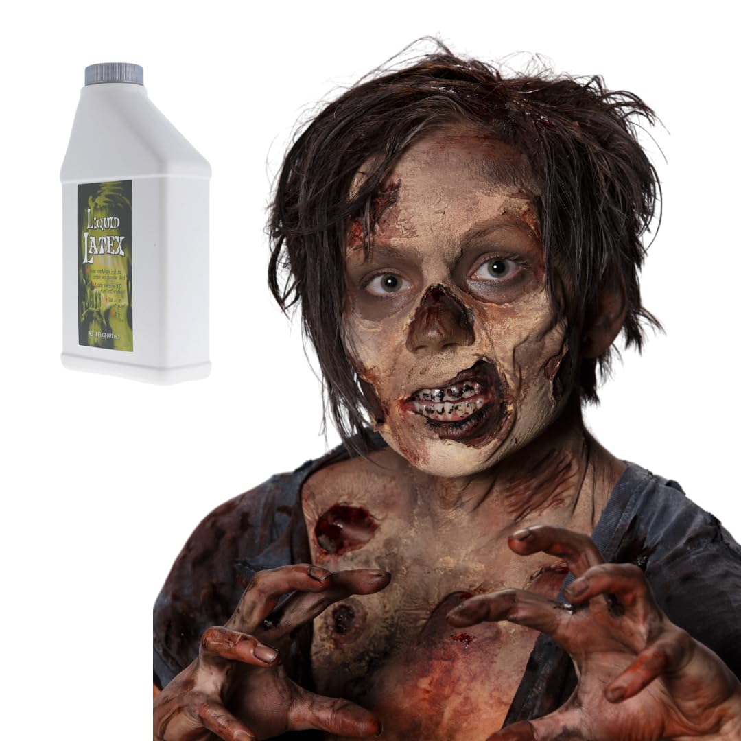 Liquid Latex for Special Effects (2 Pack Set) 16 Oz EACH! Skin-Safe, Dries Clear, Easy Application, for Halloween, Cosplay, Zombie SFX and Movie Beauty & Personal Care Liquid Latex Fashions