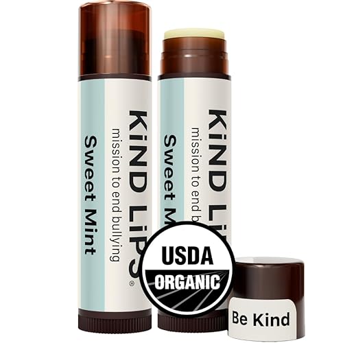 Kind Lips Organic Sweet Mint Lip Balm 2-Pack - Cooling, Refreshing Lip Care for Dry Lips • 100% Natural, Clean, Gluten-Free, Grain-Free • Made in USA Beauty & Personal Care Kind Lips