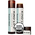 Kind Lips Organic Sweet Mint Lip Balm 2-Pack - Cooling, Refreshing Lip Care for Dry Lips • 100% Natural, Clean, Gluten-Free, Grain-Free • Made in USA Beauty & Personal Care Kind Lips