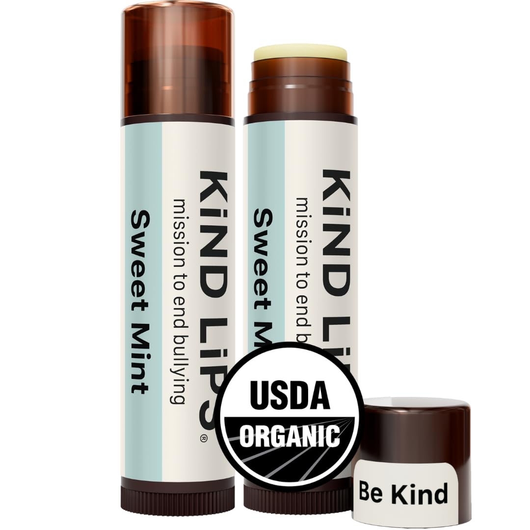 Kind Lips Organic Sweet Mint Lip Balm 2-Pack - Cooling, Refreshing Lip Care for Dry Lips • 100% Natural, Clean, Gluten-Free, Grain-Free • Made in USA Beauty & Personal Care Kind Lips