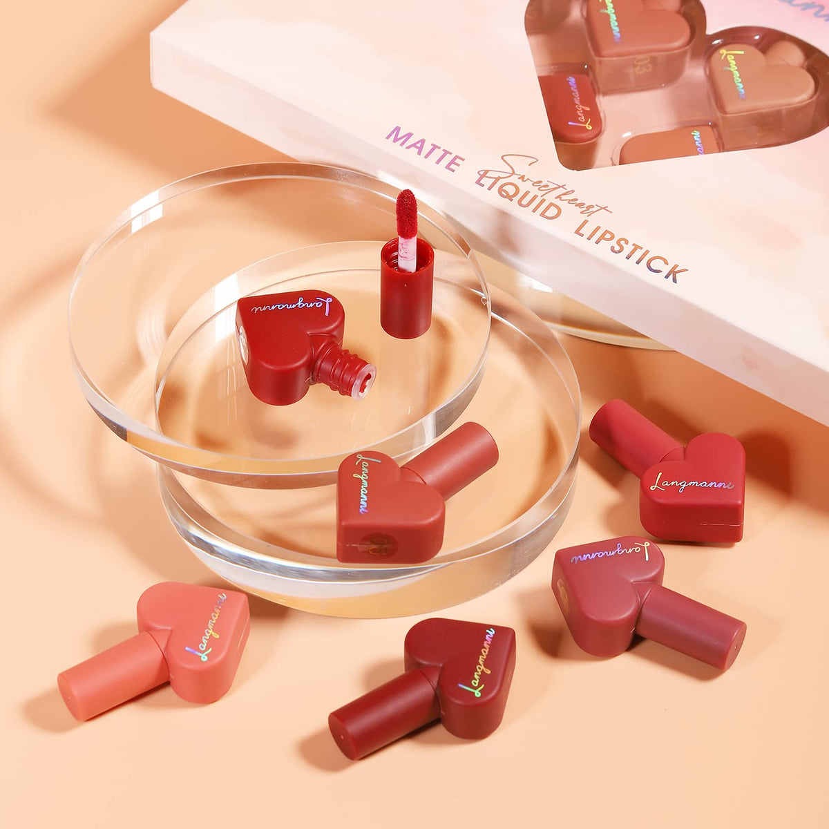 12 Colors Sweet Heart Velvet Matte Liquid Waterproof Long-Lasting Lipstick Set Beauty & Personal Care LANGMANNI