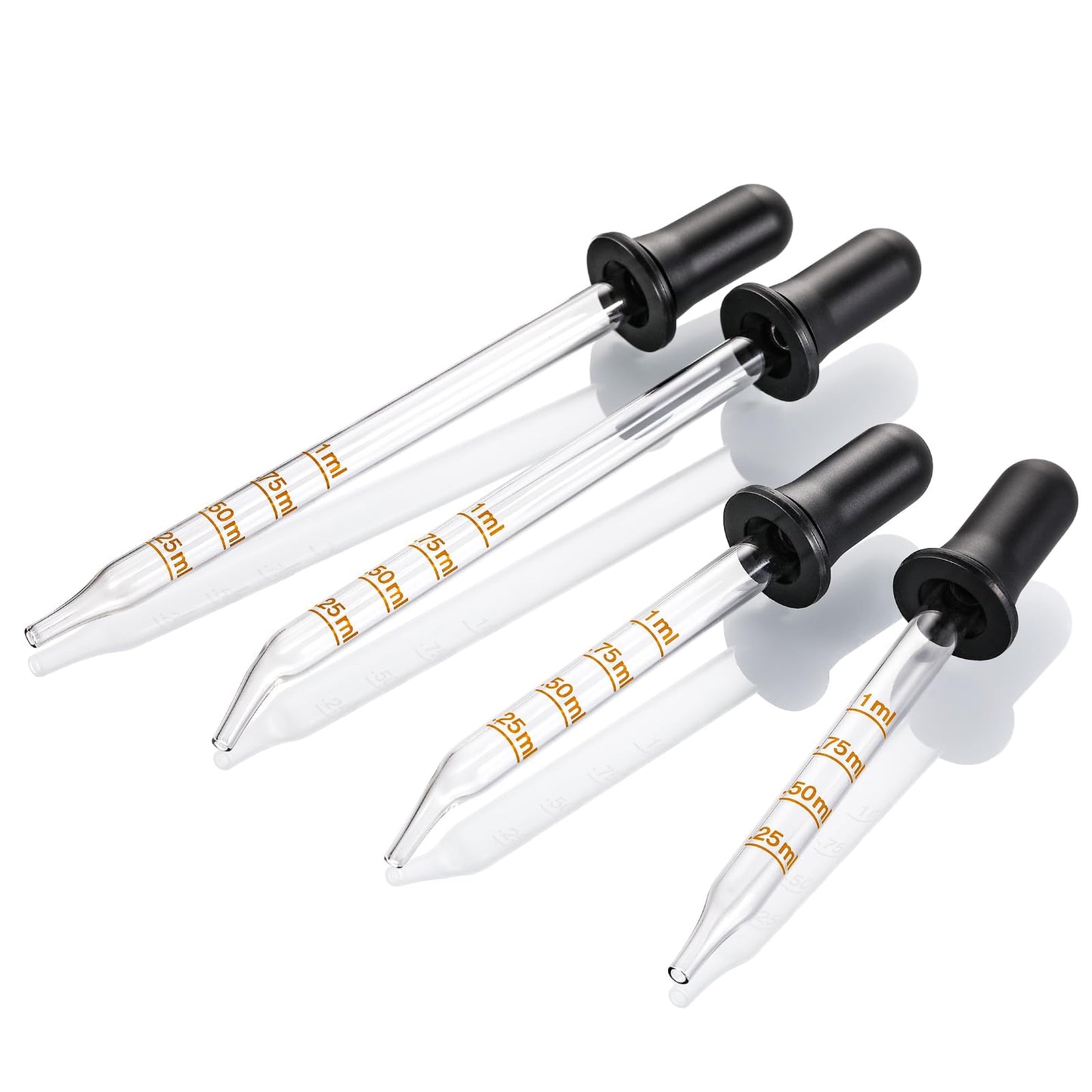 4 Pack, 1 mL Glass Eye Dropper with Measurement - Long & Short, Bent & Straight Tip Calibrated Glass Medicine Droppers, Accurate Dose Pipette Dropper Beauty and Personal Care LANDNEOO Default Title
