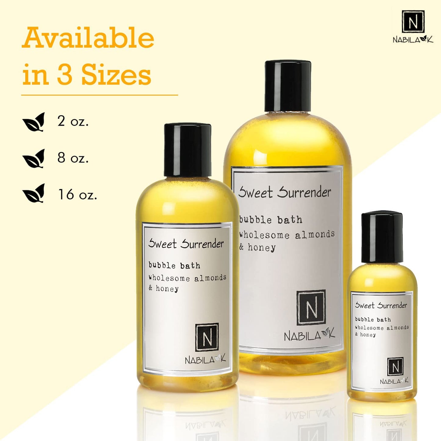 Nabila K Sweet Surrender Bubble Bath with Almond & Honey | Natural & Organic, Sulfate-Free, Tear-Free | Luxury Aromatherapy Bath Soak for Sensitive Beauty & Personal Care Nabila K