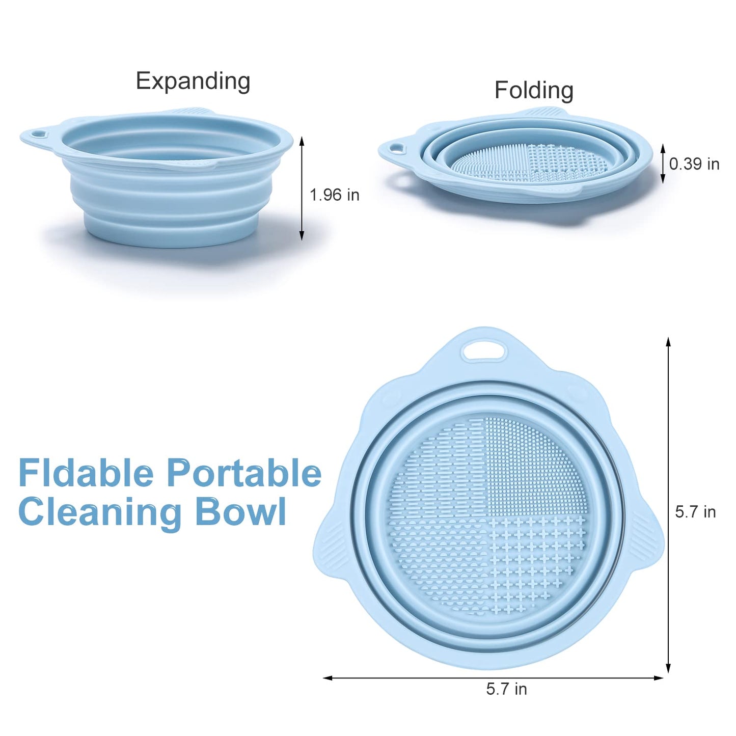 Foldable Silicone Makeup Brush Cleaner Bowl - Etercycle Portable Cleaning Tool for Brushes, Powder Puffs, and Sponges (Blue) Beauty and Personal Care Etercycle