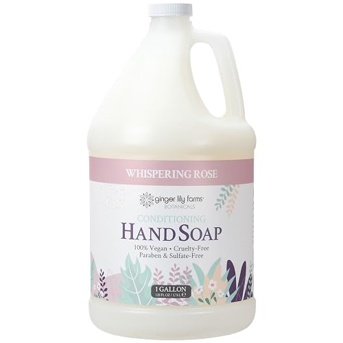 Ginger Lily Farms Botanicals Conditioning Liquid Hand Soap Refill, 100% Vegan & Cruelty-Free, Whispering Rose Scent, 1 Gallon (128 fl oz) Beauty & Personal Care Ginger Lily Farms