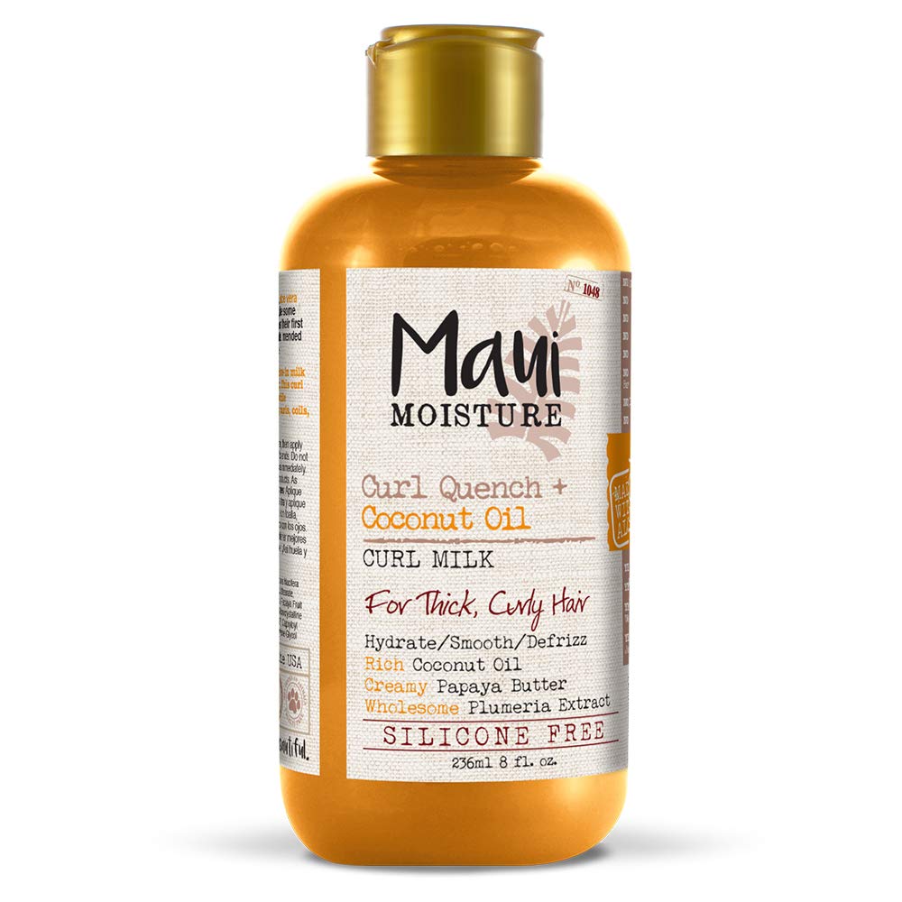 Maui Moisture Curl Quench + Coconut Oil Anti-Frizz Curl-Defining Hair Milk to Hydrate and Detangle Tight Curly Hair, Softening Leave-In Treatment,