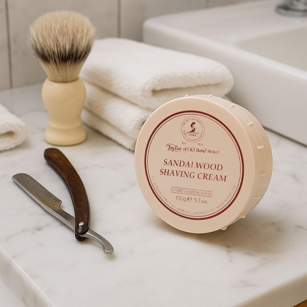 Taylor of Old Bond Street Sandalwood Fragrance Shaving Cream Bowl 150g (2-Pack) - Rich Lather for Traditional Shaving Beauty and Personal Care Taylor of Old Bond Street