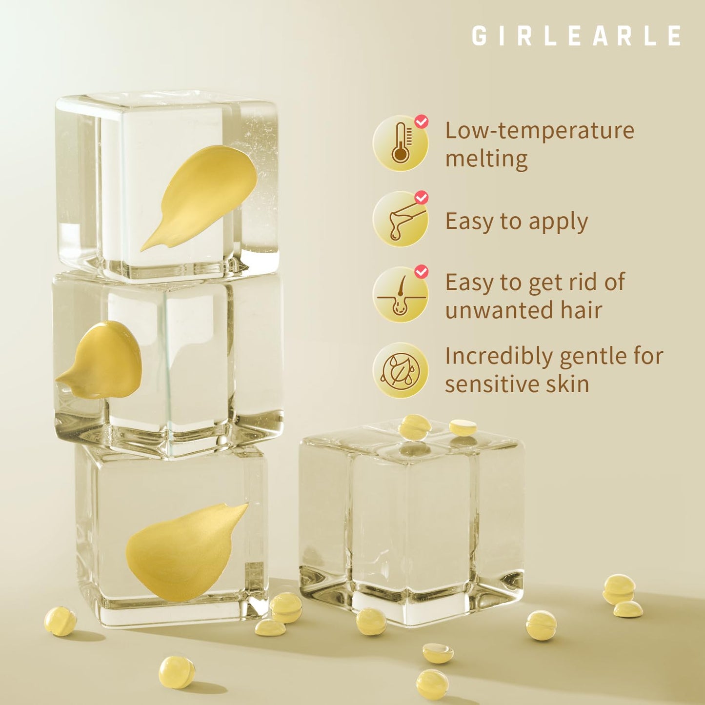 GIRLEARLE Hard Wax Beads, 1lb Honey Wax Beans for Hair Removal, Hard Wax for Sensitive Skin at Home, Wax Refill Perfect for Brazilian Bikini, Legs Beauty and Personal Care GIRLEARLE