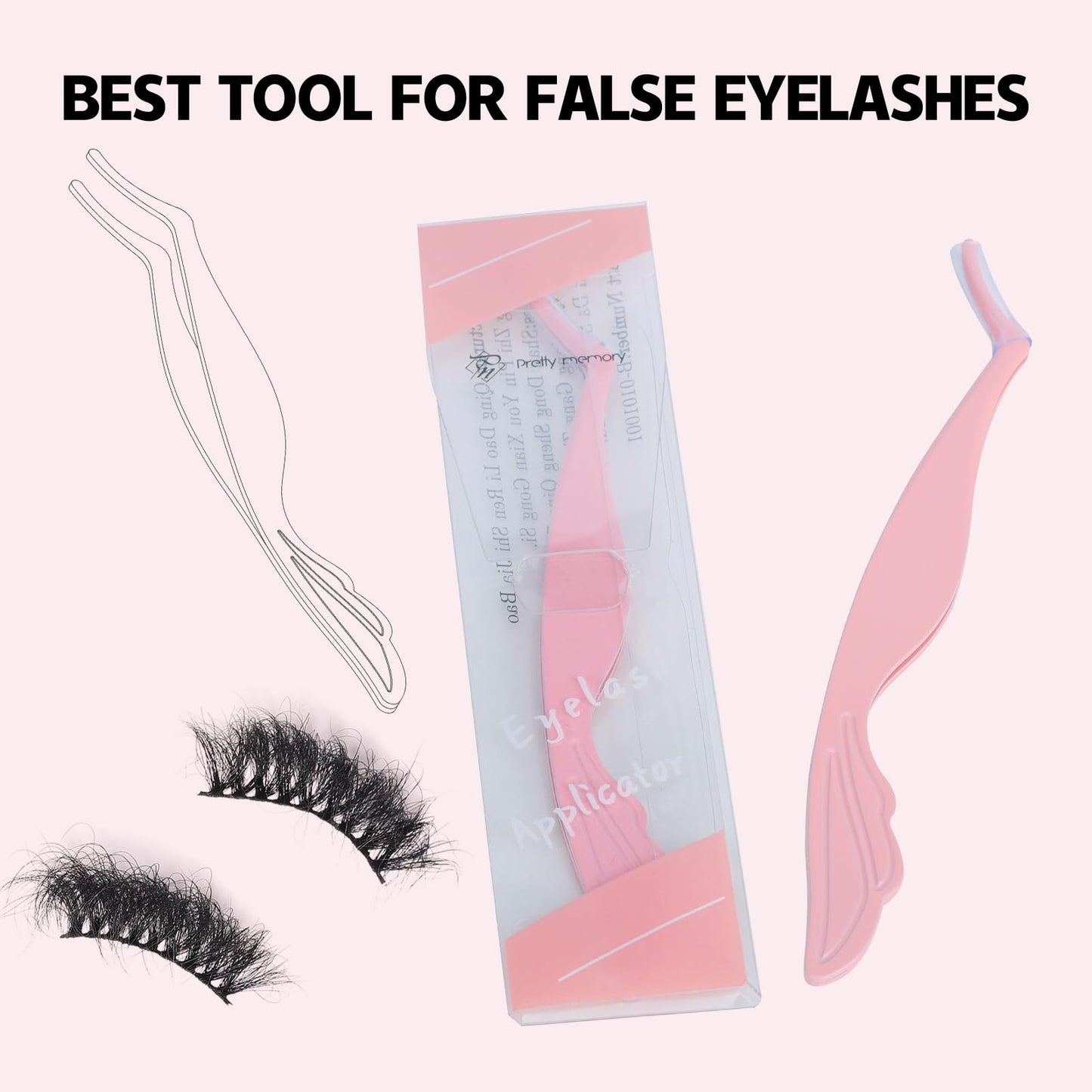 Pretty memory Eyelash Applicator Tool DIY False Curved Eyelash Extension Tweezer for Volume Lashes Application and Removal, Pink Beauty & Personal Care Pretty memory