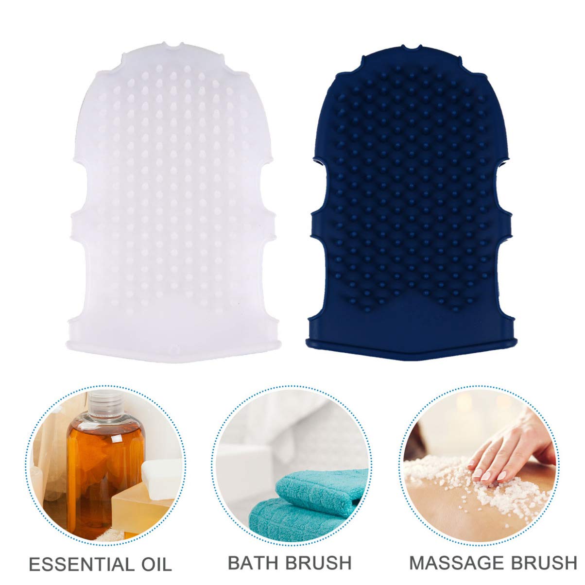 COHEALI 2 Pcs Silicone Massage Glove Bath Massage Brush for Shower Exfoliating Body Scrubber Mitt Soft Hand Fit Design 6.69 X 3.93 X 0.78 in Beauty and Personal Care COHEALI