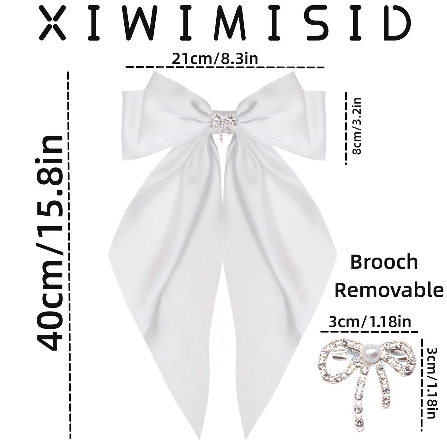 Big Bow Hair Clips for Women And Girls, Cute Silky Satin Bows Barrettes Hair Accessories Oversized Long Tail Ribbons Metal Hairpin 2pcs (black+white) Beauty & Personal Care XIWIMISID