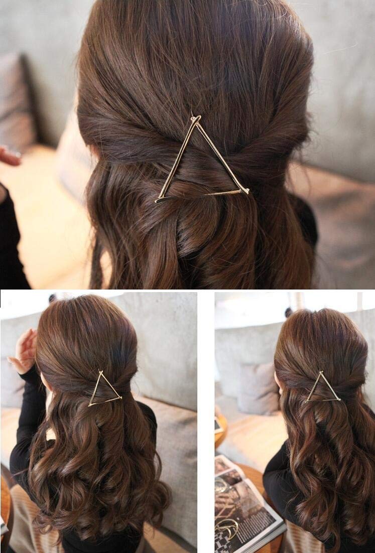 Drayas Minimalism Style Hair Clip for Women?Metal Hair Clips Geometric Patterns Hair Barrettes, Leaf Bowknot Hollow Round Triangle Moon hollow Hair Beauty & Personal Care Drayas