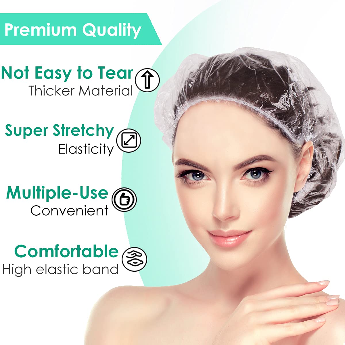 Keeygo Disposable Shower Caps 30 PCS Bath Caps Clear Waterproof Plastic Wraps for Women, Hotel Travel Essentials Accessories Hair Caps(17.3") Beauty and Personal Care Keeygo