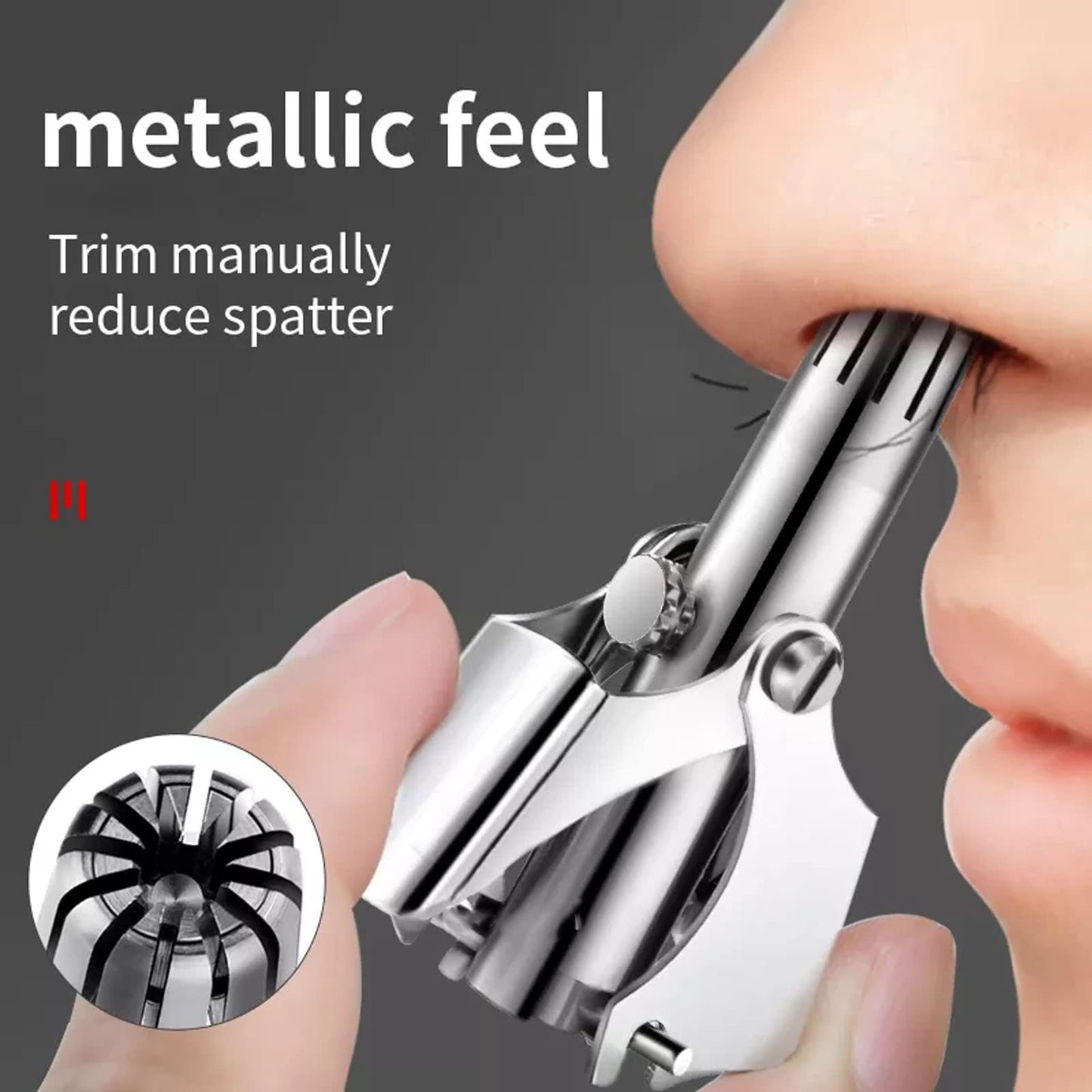 Agatige Manual Nose Hair Trimmer, 360 Degrees Rotate Stainless Steel with R Round Head Nasal Hair Trimmer Nasal Hair Cutter for Men Beauty and Personal Care Agatige