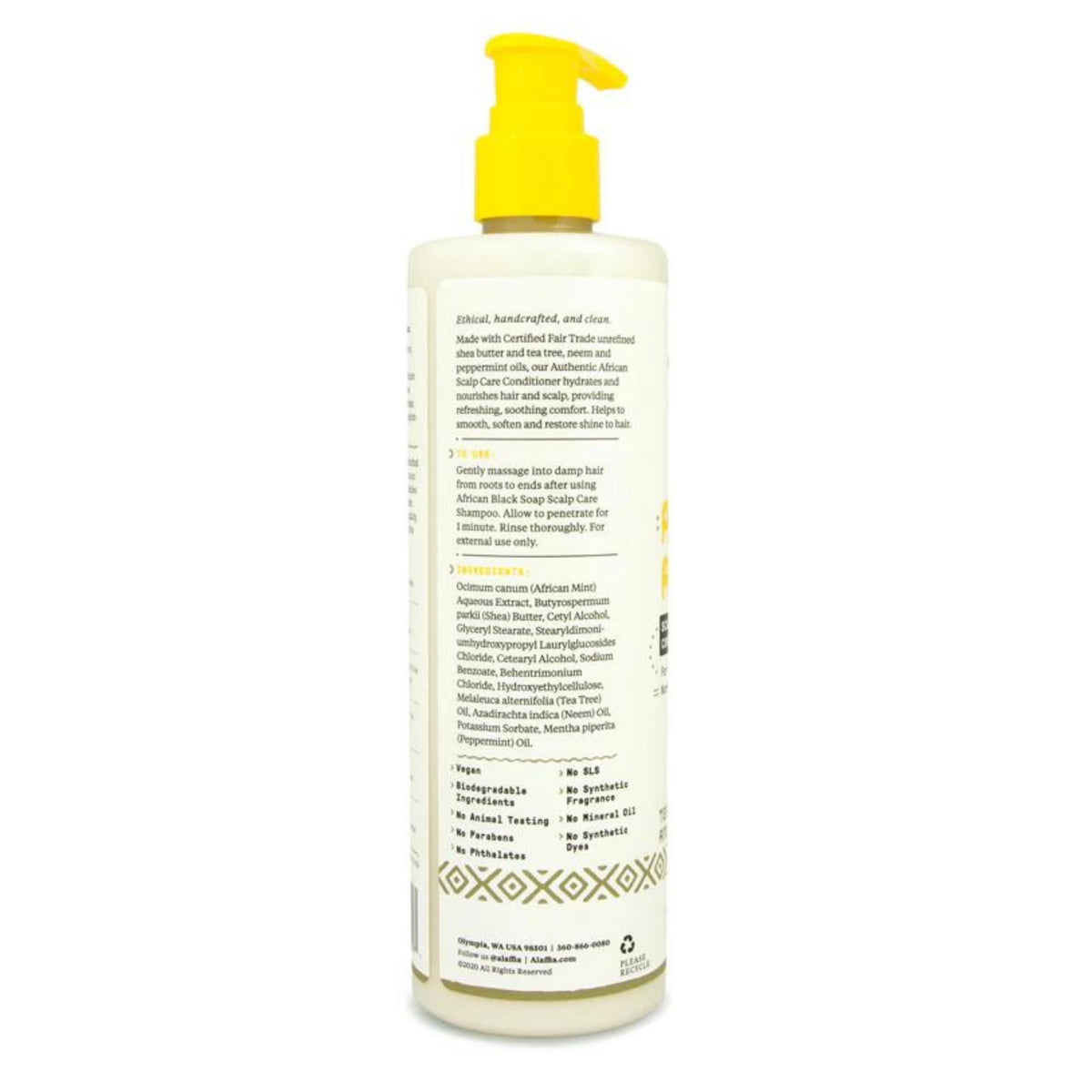 Alaffia Hair Care, Authentic African Black Soap Scalp Care Conditioner, Soothing Tea Tree & Mint - 12 Fl Oz