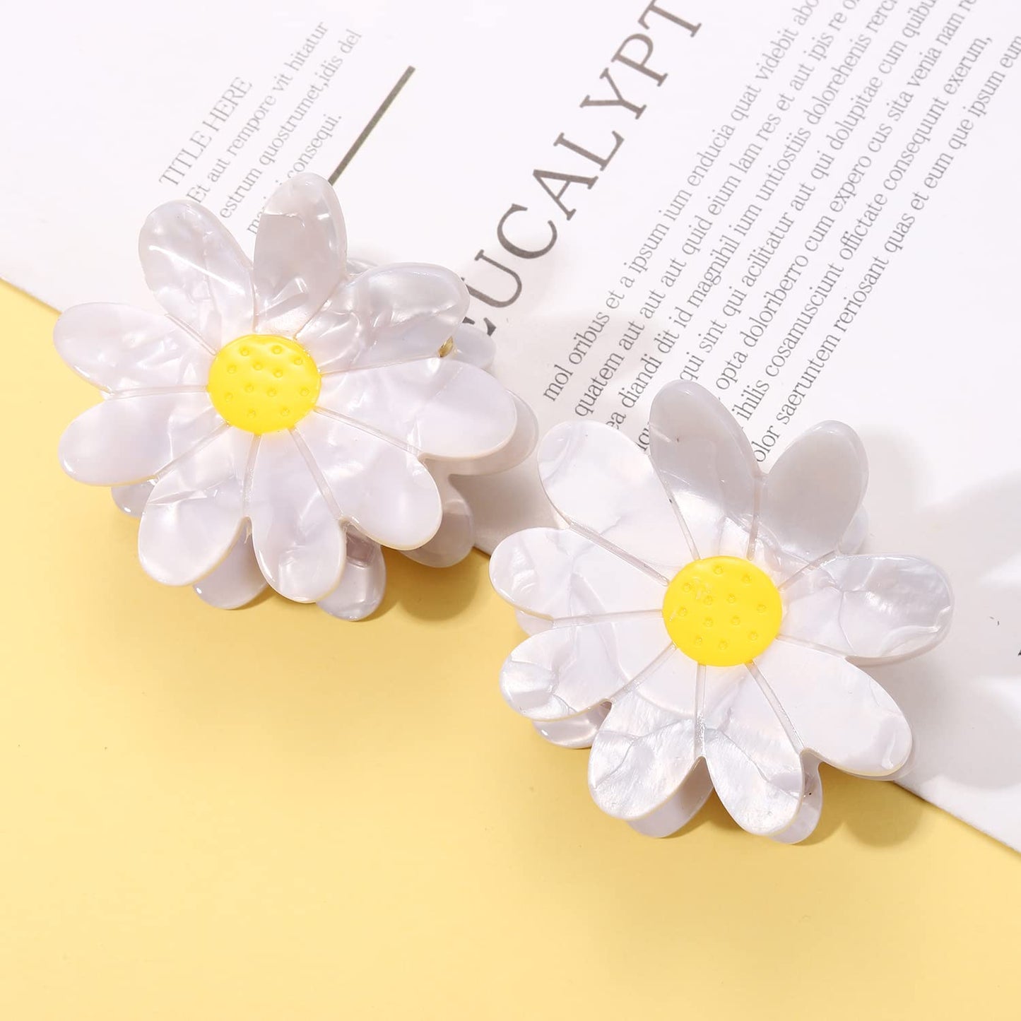 Vokone Flower Claw Clip Acrylic Daisy Sunflower Claw Hair Clip for Women Hair Jaw Grip Strong Holder for Thick Thin Hair (Daisy) Beauty & Personal Care vokone