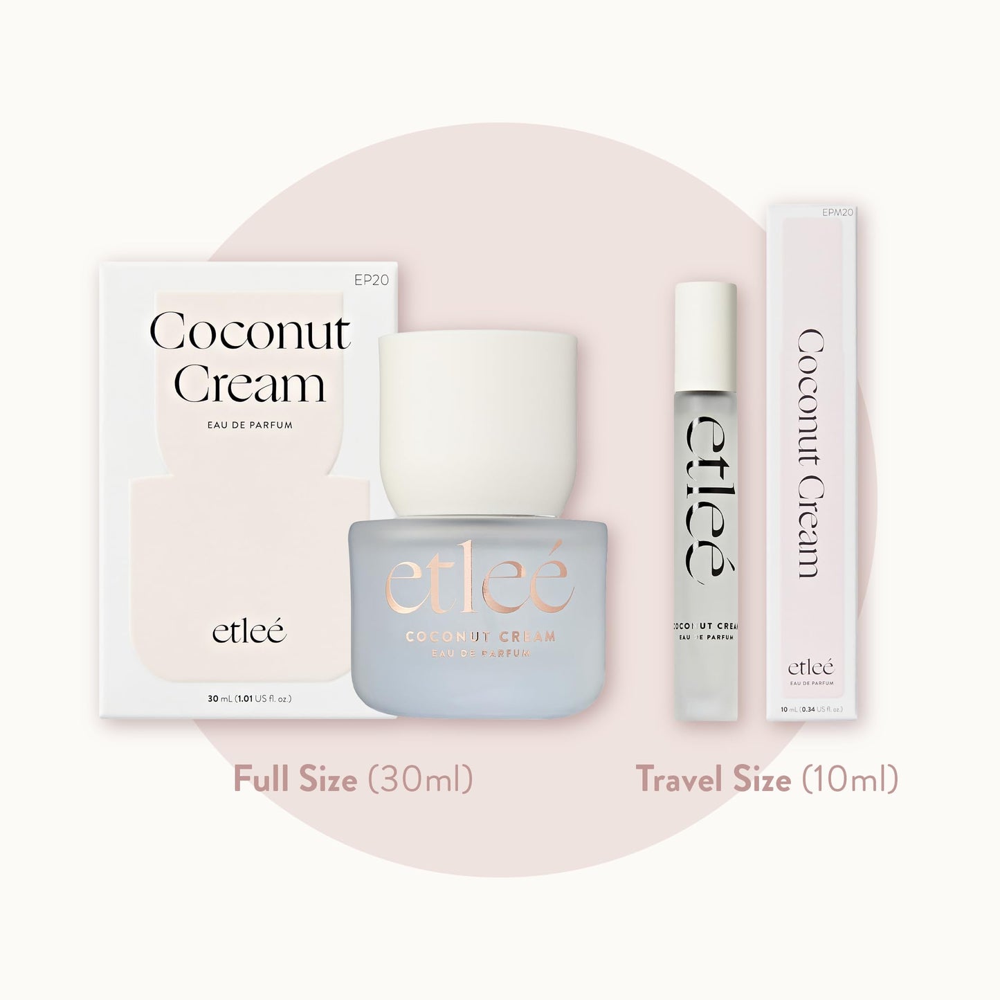 ETLEÉ Coconut Cream Eau de Parfum 0.34oz, Creamy Gourmand Long Lasting Perfume With Vanilla, Musk, Woody, Berry & Tonka Bean, Layerable Luxury Beauty & Personal Care ETLEÉ