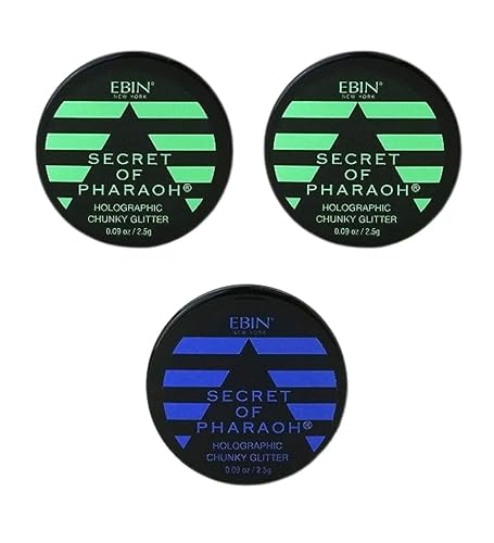 Chunky Glitter - Secret of Pharaoh Holographic Chunky Glitter - Emerald Forest and Aquamarine by EBIN NEW YORK Bundle - Shimmering, Iridescent Beauty & Personal Care EBIN NEW YORK