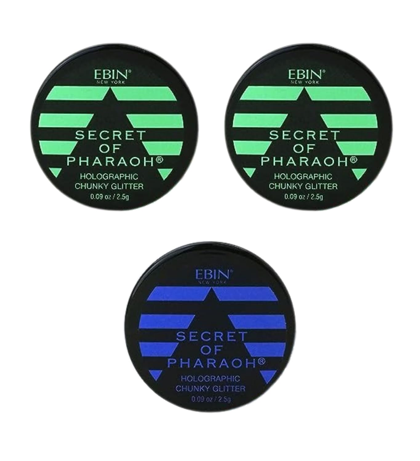 Chunky Glitter - Secret of Pharaoh Holographic Chunky Glitter - Emerald Forest and Aquamarine by EBIN NEW YORK Bundle - Shimmering, Iridescent Beauty & Personal Care EBIN NEW YORK