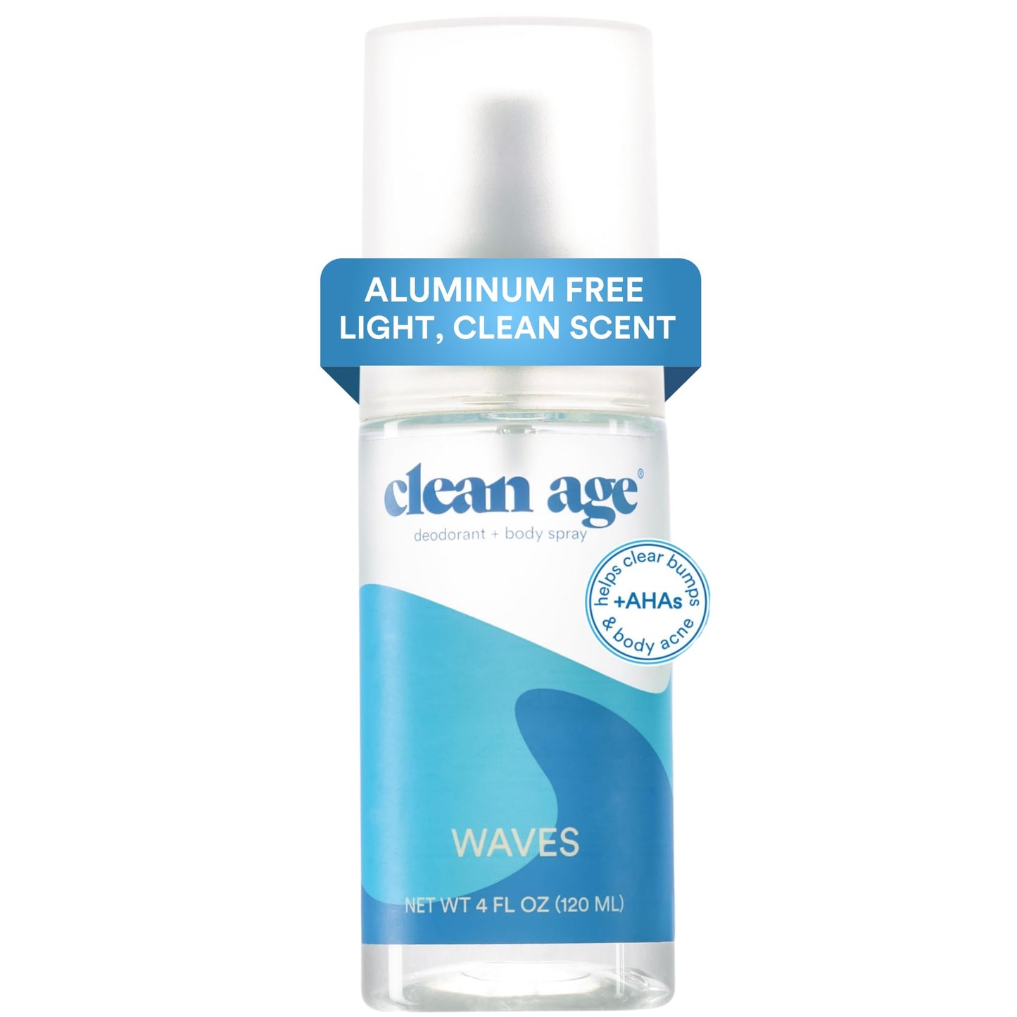 Clean Age - Aluminum Free Deodorant & Body Spray - Waves 4oz - Clean Deodorant and Body Spray for Teen Boys and Girls - With AHA For Body Acne Beauty and Personal Care CLEAN AGE