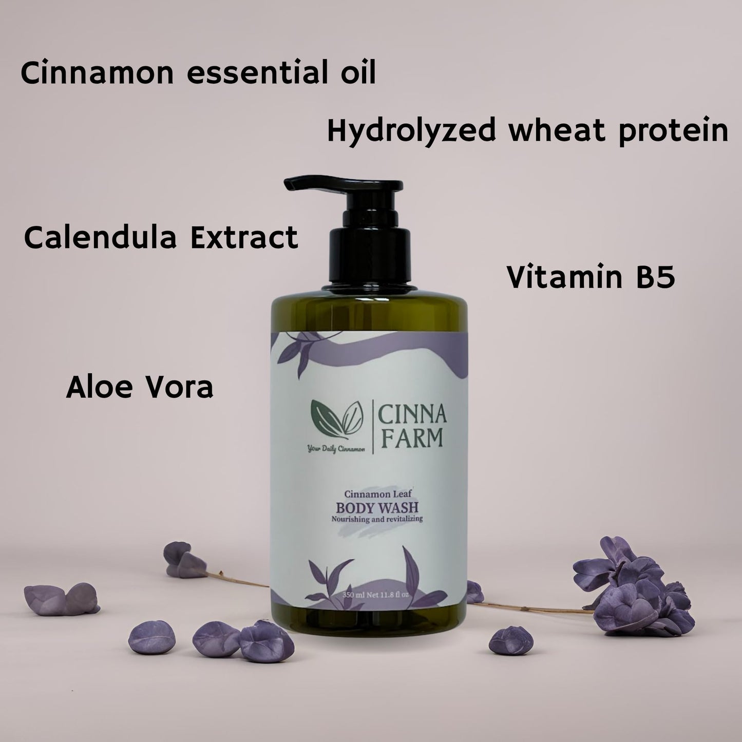 CinnaFarm Bodywash, from Cinnamon leaves extraction, nourishing and revitalizing, natural ingredients, vitamin B5, no artificial flavors, fulfates Beauty & Personal Care CinnaFarm