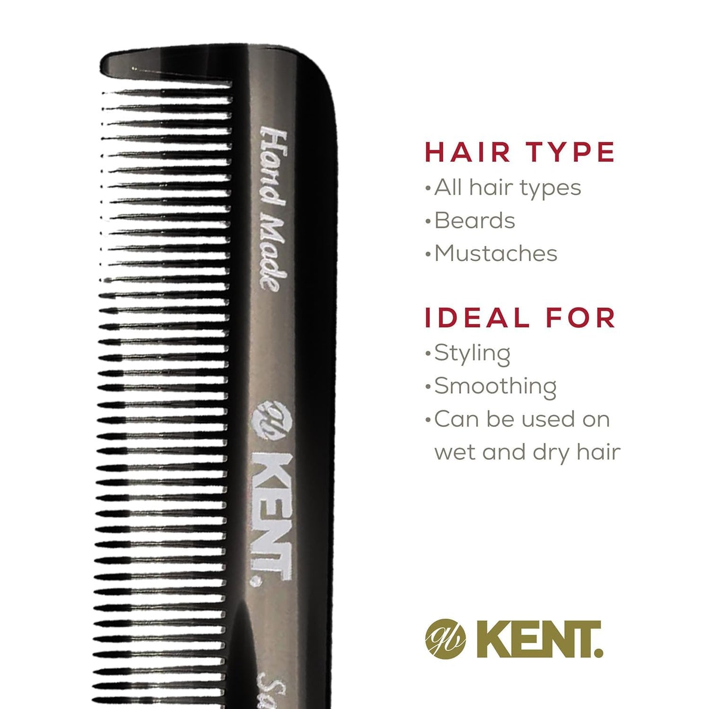 Kent FOT G 4.5" Handmade Pocket and Travel Comb - Fine Tooth Styling Comb for Fine or Thinning Hair, Mustache, Beard, and Hair Care Beauty & Personal Care KENT