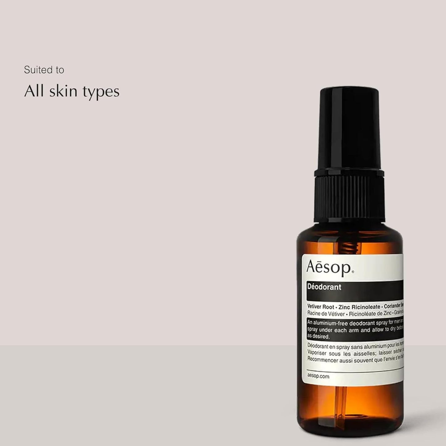 Aesop Aluminum Free Deodorant Spray for Women & Men - Vetiver, Zinc, and Tea Tree to Reduce Odor - Woody & Earthy - Vegan & Cruelty-Free - 1.7 oz Beauty and Personal Care Aesop