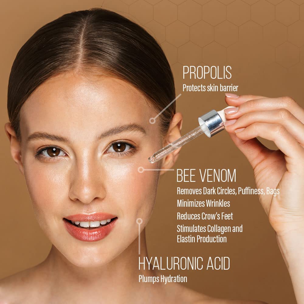 BEE and YOU Eye Serum, Anti Aging, Anti Wrinkle Serum 100% Natural with Bee Venom, Propolis Extract, Raw Honey, Hyaluronic Acid, For Dark Circles Beauty & Personal Care BEE & YOU