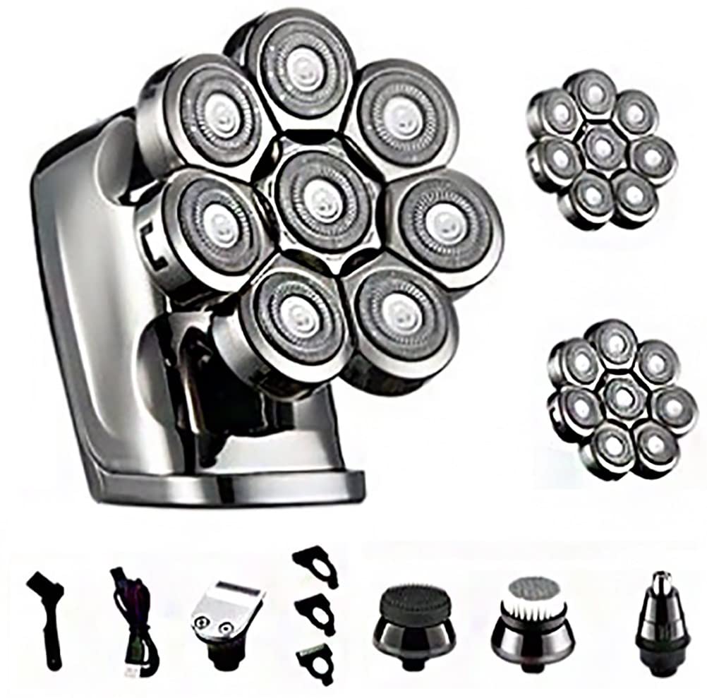 Head Shavers for Bald Men, 8-Blade DIGITAL DISPLAY MULTI-FUNCTION RAZOR Electric Razor Body Wash Men's Rechargeable Shaving Head Self-Shaving Bear USB Beauty and Personal Care Mecuricy