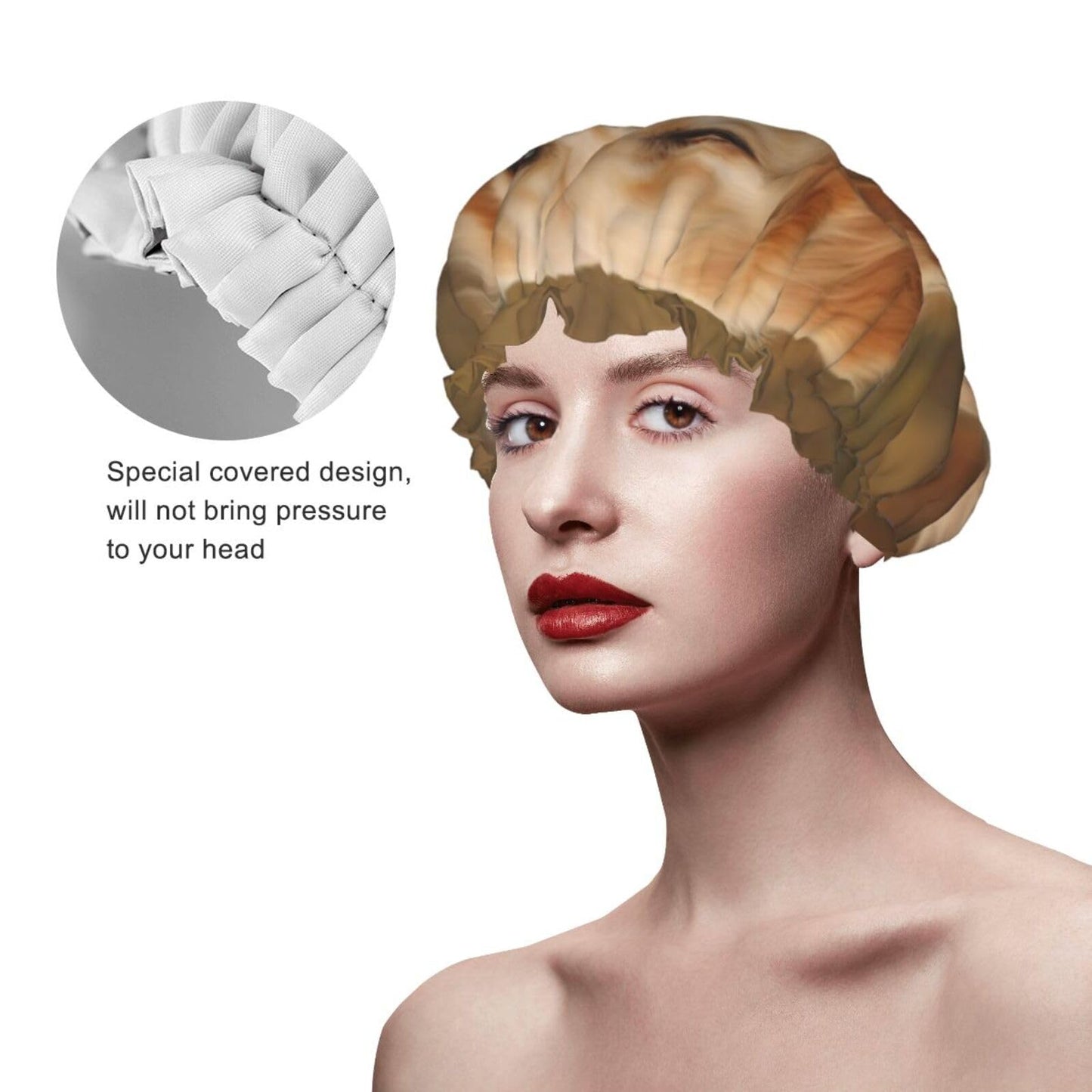 Golden retriever Shower Cap for Women Men Large Reusable Shower Bonnet Double-Layer Waterproof Bath Caps Elastic Band Hair Hat for All Hairstyles Beauty and Personal Care BWLHJKE