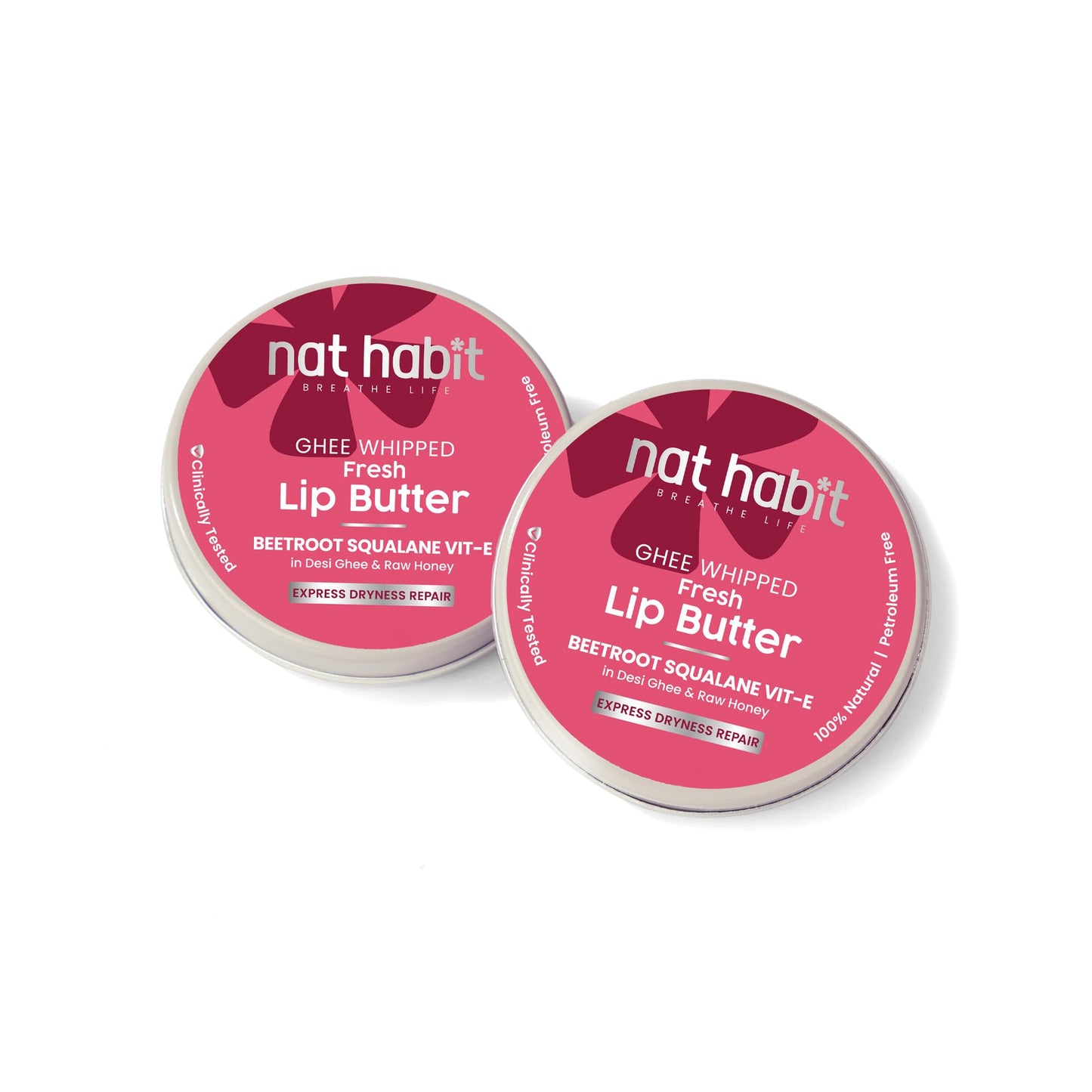 Nat Habit Lip Balm Fresh Beetroot Crush, Lip Butter With Desi Ghee & Raw Honey, For Natural Pink Lips, Nourishment, Pack of 2 x 10g Beauty and Personal Care Nat Habit