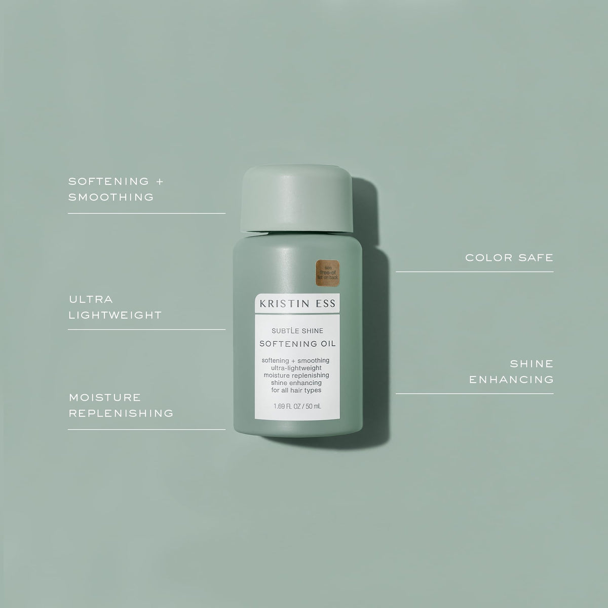 Kristin Ess Softening & Smoothing Lightweight Hair Oil - Treat + Moisturize for Shiny Hair - Color Safe Formula - Paraben, Phthalate and Sulfate Free